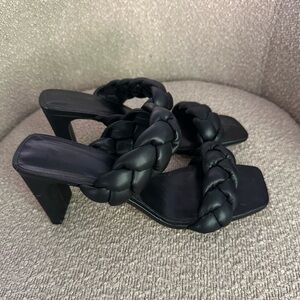 H&M Black Braided Mule Heels